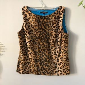 Leopard print vintage tank top with blue lining